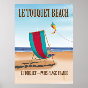 Le Touquet Strand Vintage französisches Reiseplaka Poster