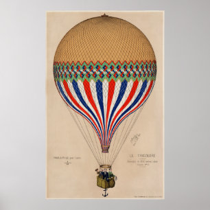 Le Tricolor Heißluftballon Poster Vintage Kunst