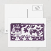 Le Vin, Vintages Weinetikett Postkarte (Vorne/Hinten)