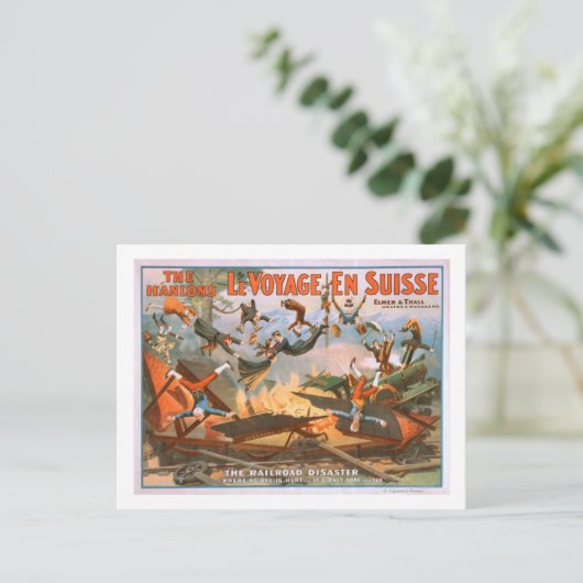 Le voyage en Suisse - Der Desaster der Eisenbahn Postkarte (Stehend Vorderseite)