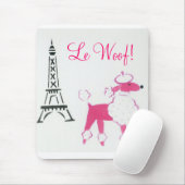 Le Woof! Rosa Pudel in Paris Mousepad (Mit Mouse)