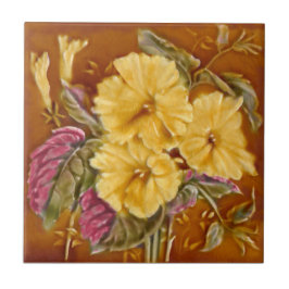 Lea Boulton Yellow Floral Repro Imitats Relief Fliese