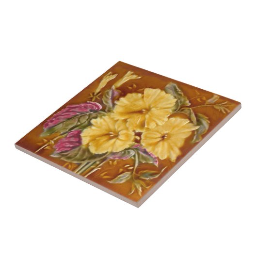 Lea Boulton Yellow Floral Repro Imitats Relief Fliese (Seite)