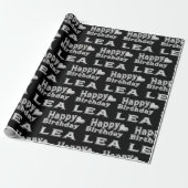 Lea Happy Birthday silver black Geschenkpapier (Ungerollt)