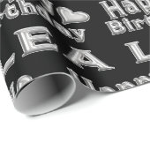 Lea Happy Birthday silver black Geschenkpapier (Rolleneckpunkt)