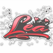 Lea red Heart Graffiti Aufkleber Sticker (Vorderseite)