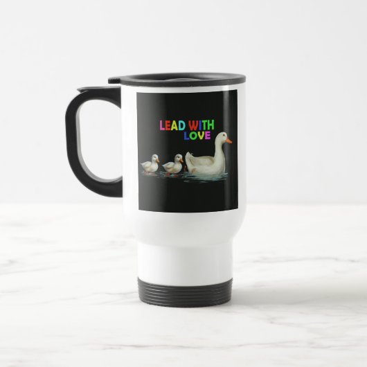 "Lead with Liebe" Reisecoffee-Mug Reisebecher (Links)