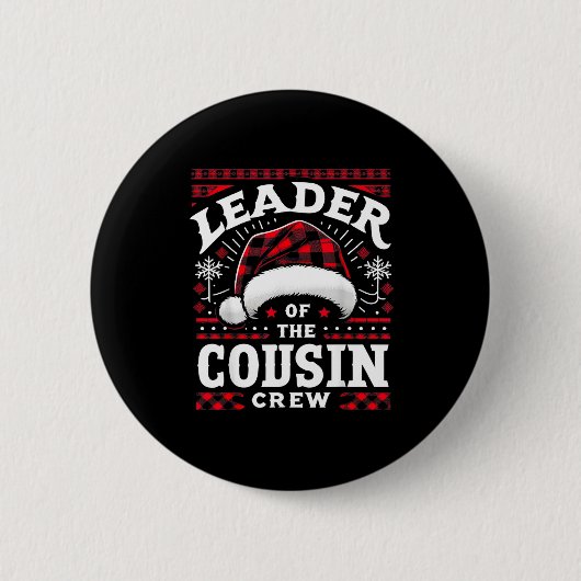 Leader Of The Cousin Crew Christmas Family Matchin Button (Vorderseite)