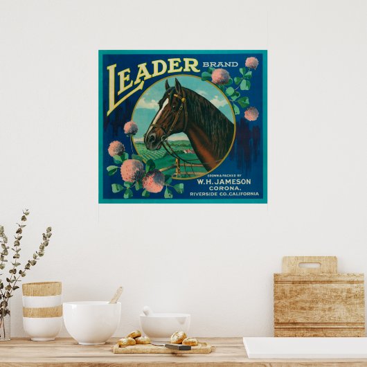 Leader Orange LabelCorona, CA Poster (Küche)
