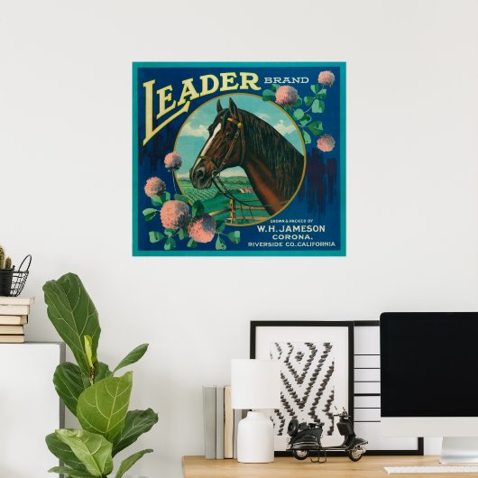 Leader Orange LabelCorona, CA Poster (Heimbüro)