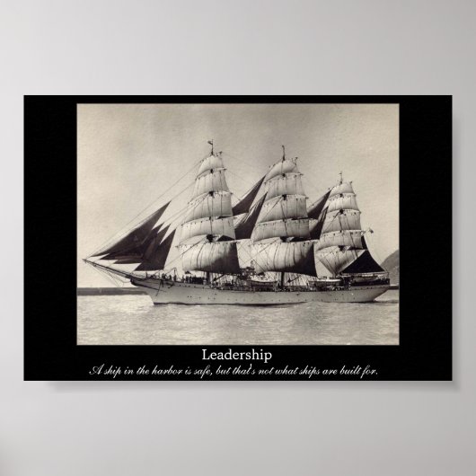 LEADERSHIP Motivierend Segelschiff drucken Poster (Vorne)
