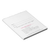 Leads Booking & Recruit Drawing Slip Pink Zebra Notizblock (angewinkelt)