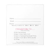 Leads Booking & Recruit Drawing Slip Pink Zebra Notizblock (Vorderseite)