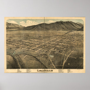 Leadville Colorado 1879 Antike Panoramakarte Poster