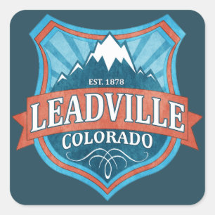 Leadville Colorado aquamarine Schildkantaufkleber Quadratischer Aufkleber