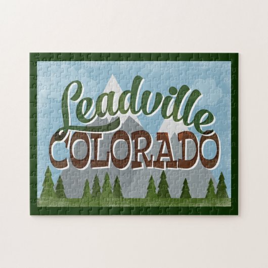 Leadville Colorado Fun Retro Snowy Mountains Puzzle (Horizontal)