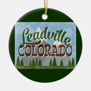 Leadville Colorado SpaßRetro Snowy-Berge Keramik Ornament