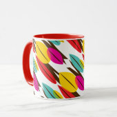 Leaf Abstrakt Retro mehrfarbiges Muster Tasse (Vorderseite Links)