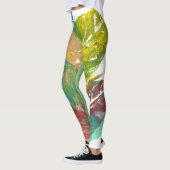 Leaf Abstrakte Blätter Botanische Original Malerei Leggings (Links)