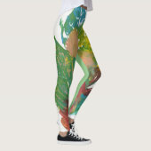 Leaf Abstrakte Blätter Botanische Original Malerei Leggings (Rechts)