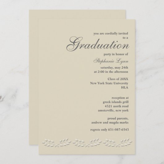 Leaf Accents Abschluss Einladung (Vorne/Hinten)