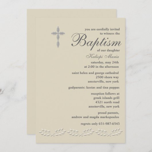 Leaf Akzente Taufen Einladung (Vorne/Hinten)