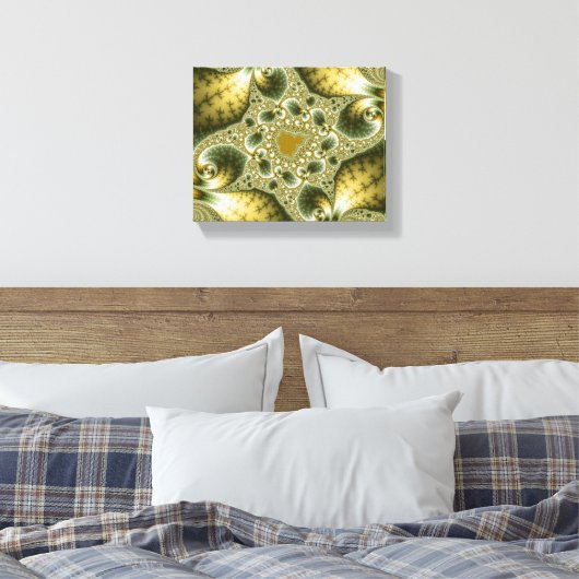 Leaf and Gold - Fraktal Art Leinwanddruck (Insitu (Schlafzimmer))