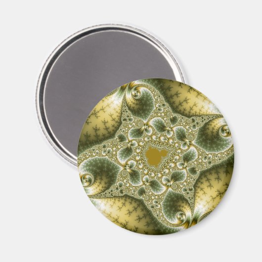 Leaf and Gold - Fraktal Art Magnet (Vorderseite/Rückseite)