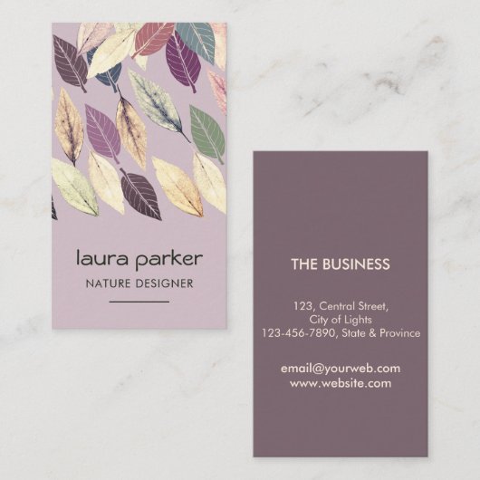 Leaf Art Dry Nature Yoga Meditation Massage Visitenkarte (Vorne/Hinten)