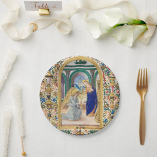 Leaf aus einem Stundenbuch Pappteller