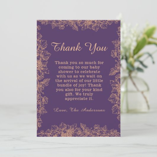 Leaf Baby Dusche Danke Karte (Stehend Vorderseite)