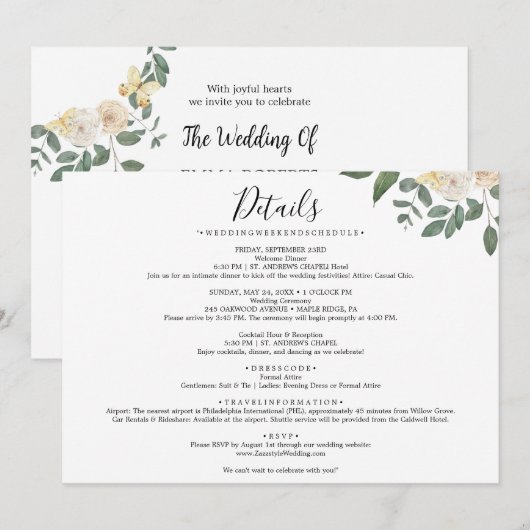 Leaf Back Simple Wedding Einladung (Vorne/Hinten)