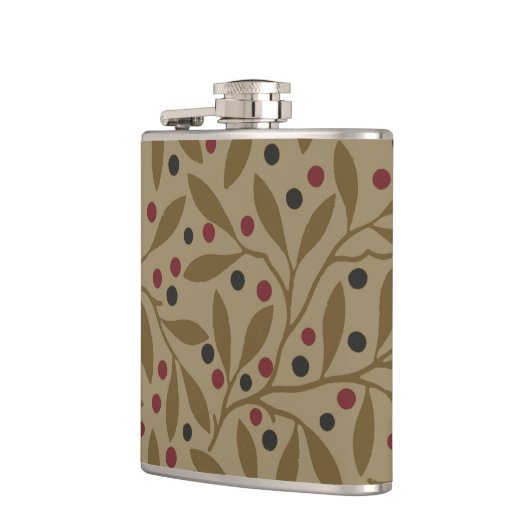 Leaf Berry Classic Hübsches Muster Kunst Flachmann (Links)