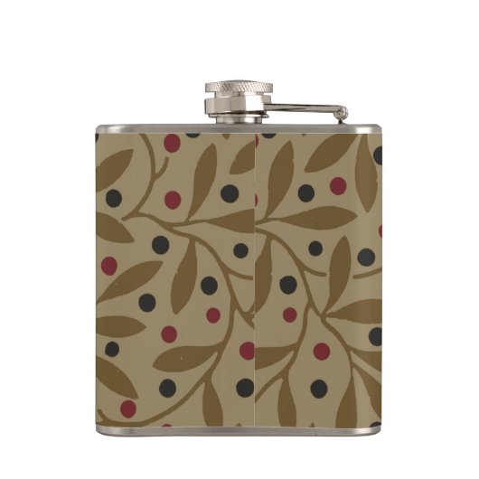 Leaf Berry Classic Hübsches Muster Kunst Flachmann (Rückseite)