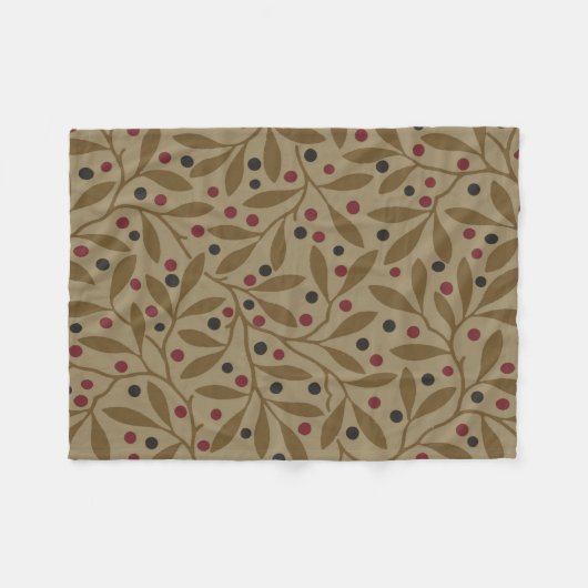 Leaf Berry Classic Hübsches Muster Kunst Fleecedecke (Vorderseite (Horizontal))