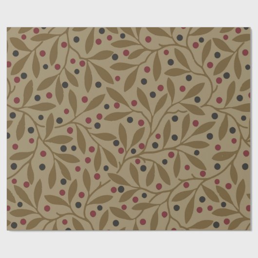 Leaf Berry Classic Hübsches Muster Kunst Geschenkpapier (Flach)