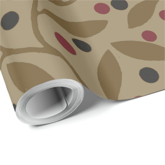 Leaf Berry Classic Hübsches Muster Kunst Geschenkpapier (Rolleneckpunkt)