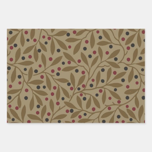 Leaf Berry Classic Hübsches Muster Kunst Geschenkpapier Set (Vorderseite)
