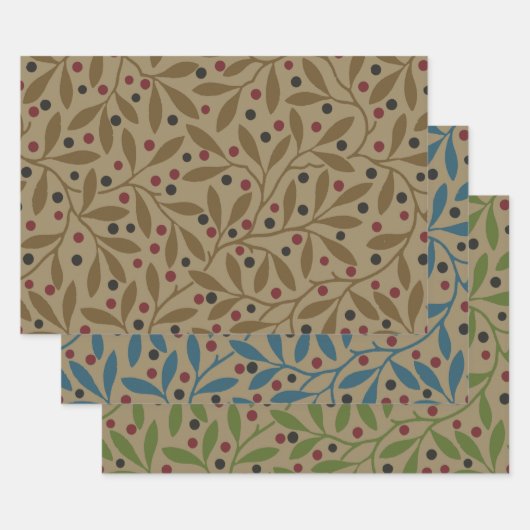 Leaf Berry Classic Hübsches Muster Kunst Geschenkpapier Set (Set)