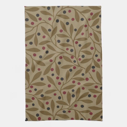 Leaf Berry Classic Hübsches Muster Kunst Geschirrtuch (Vertikal)