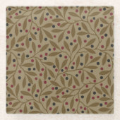 Leaf Berry Classic Hübsches Muster Kunst Glasuntersetzer (Vorderseite)