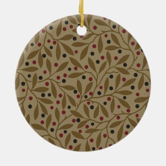 Leaf Berry Classic Hübsches Muster Kunst Keramik Ornament (Hinten)