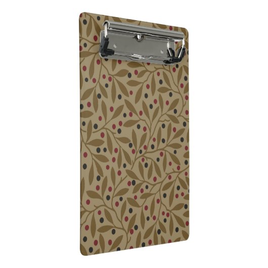 Leaf Berry Classic Hübsches Muster Kunst Mini Klemmbrett (Schrägansicht)