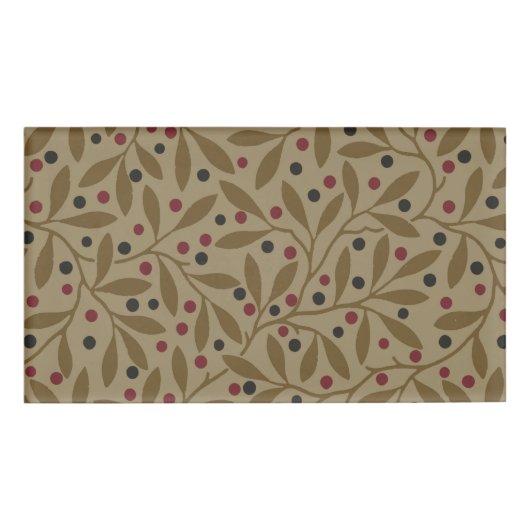 Leaf Berry Classic Hübsches Muster Kunst Namenschild (Vorderseite)