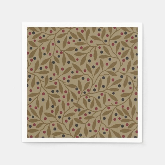 Leaf Berry Classic Hübsches Muster Kunst Serviette (Vorderseite)