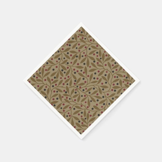 Leaf Berry Classic Hübsches Muster Kunst Serviette (Ecke)