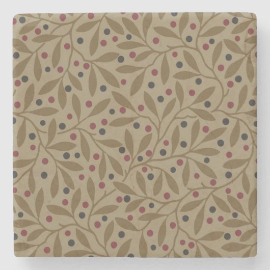 Leaf Berry Classic Hübsches Muster Kunst Steinuntersetzer (Vorderseite)