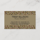 Leaf Berry Classic Hübsches Muster Kunst Visitenkarte (Rückseite)