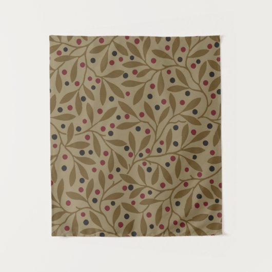 Leaf Berry Classic Hübsches Muster Kunst Wandteppich (Vorderseite)