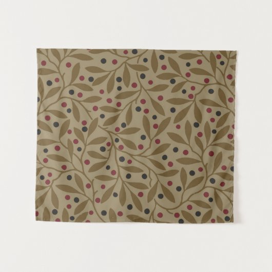 Leaf Berry Classic Hübsches Muster Kunst Wandteppich (Vorderseite (Horizontal))